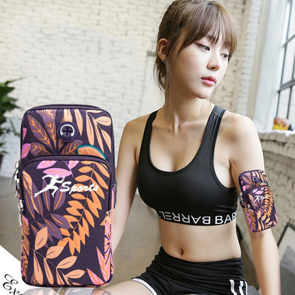2 PCS B026 กระเป๋าคล้องแขนใส่โทรศัพท์มือถือกีฬา Yoga กระเป๋าใส่โทรศัพท์มือถือ Specification:, Small (Leaves Blue), Large (Leaves Blue), Small (Leaves Orange), Large (Leaves Orange)