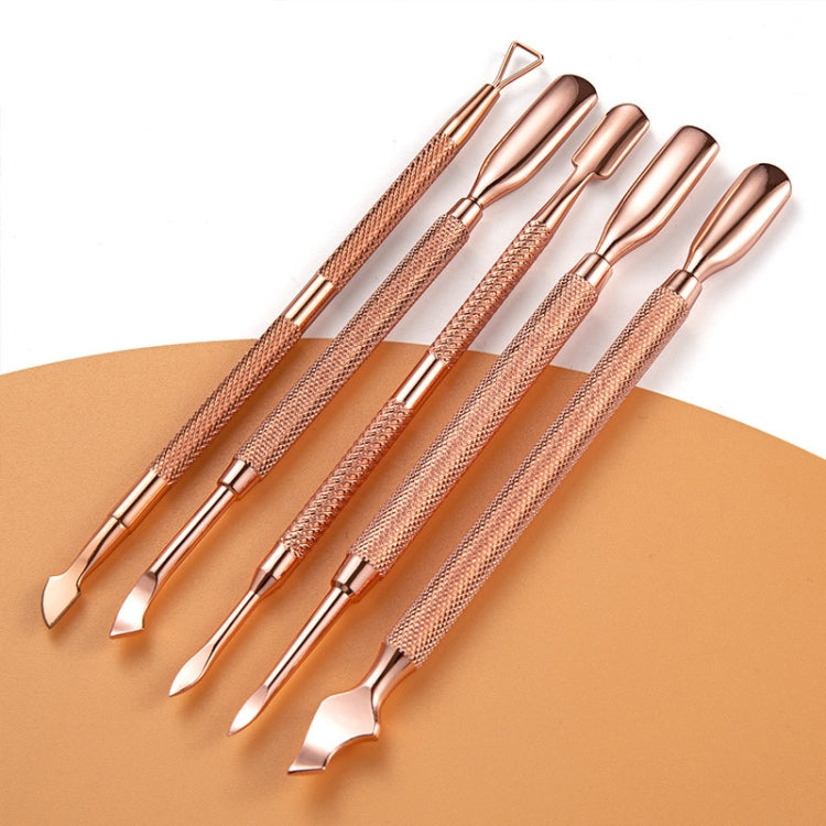 3 PCS Stainless Steel Rose Gold Double-Headed Steel Push Dead Skin Scissors Nail Set,Style:, 01 Big Head, D501