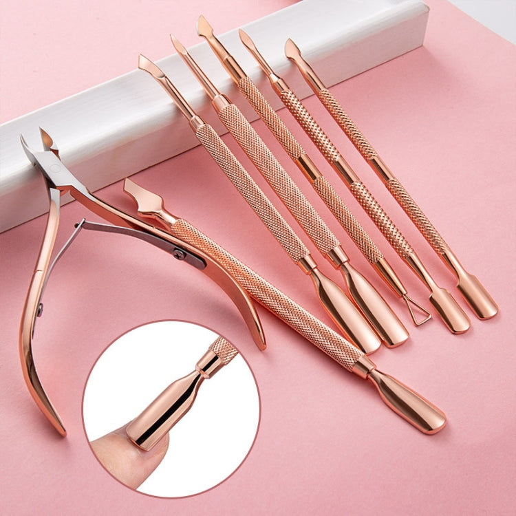 3 PCS Stainless Steel Rose Gold Double-Headed Steel Push Dead Skin Scissors Nail Set,Style:, 01 Big Head, D501