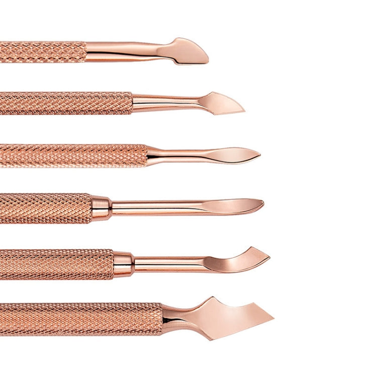 3 PCS Stainless Steel Rose Gold Double-Headed Steel Push Dead Skin Scissors Nail Set,Style:, 01 Big Head, D501