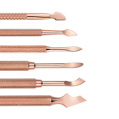 3 PCS Stainless Steel Rose Gold Double-Headed Steel Push Dead Skin Scissors Nail Set,Style:, 01 Big Head, D501