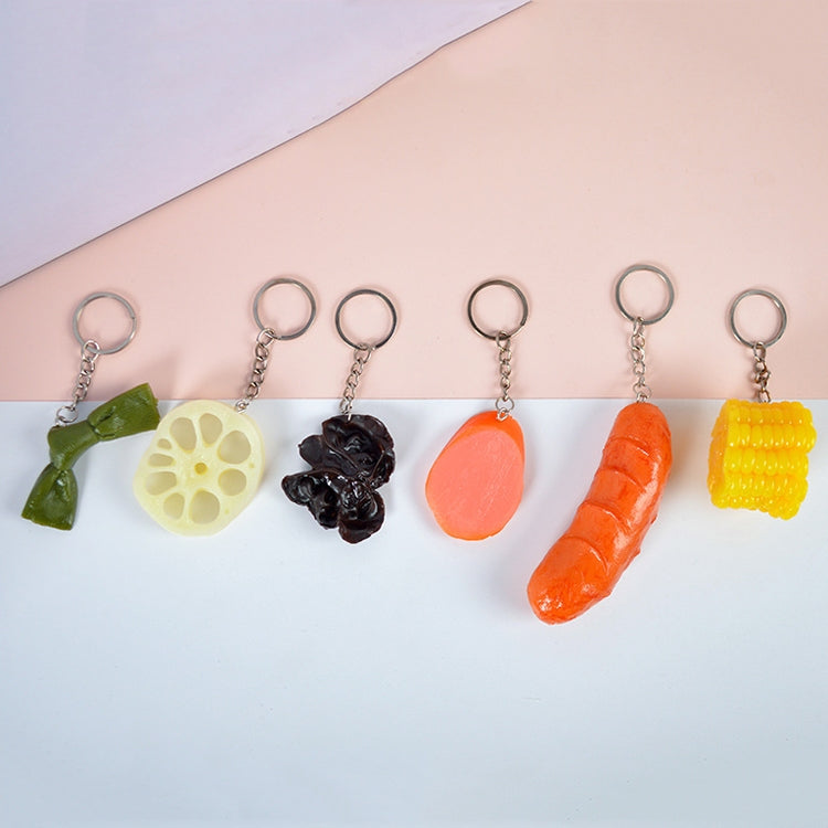PVC จำลองผักจี้ Creative Play House ของเล่นขนาดเล็ก, 3 PCS Keychain Hot Dog, 3 PCS Keychain Corn, 3 PCS Keychain Broccoli, 10 PCS Keychain Fungus, 5 PCS Keychain Lotus Root, 5 PCS Keychain Kelp, 5 PCS Keychain Ham Sausage
