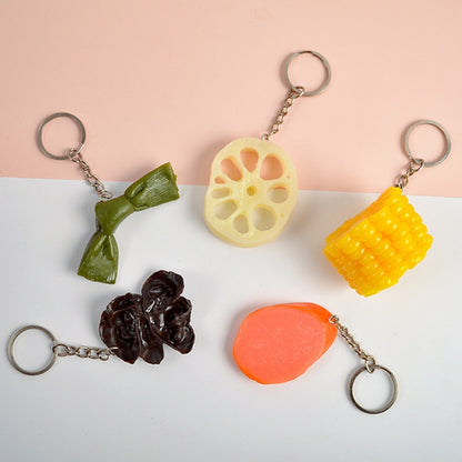 PVC จำลองผักจี้ Creative Play House ของเล่นขนาดเล็ก, 3 PCS Keychain Hot Dog, 3 PCS Keychain Corn, 3 PCS Keychain Broccoli, 10 PCS Keychain Fungus, 5 PCS Keychain Lotus Root, 5 PCS Keychain Kelp, 5 PCS Keychain Ham Sausage