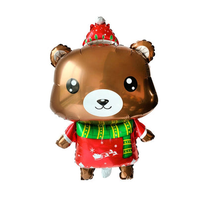 ลูกโป่งฟิล์มอลูมิเนียมตกแต่งคริสต์มาส 10 ชิ้นสไตล์:, Cute Santa, Snowman, Penguin, Deer Head, Santa Head, Bear, Elk, Hat Snowman, Snowflake Santa, Large Santa