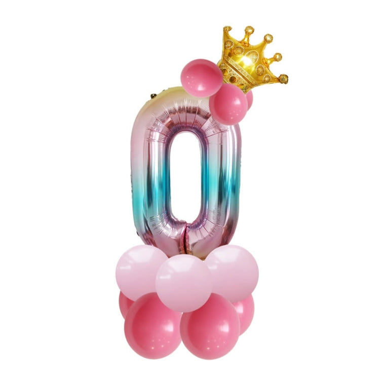 2 ชุด T2001 Birthday Gradient Digital Crown ชุดลูกโป่งฟิล์มอลูมิเนียม