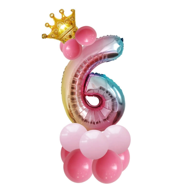 2 ชุด T2001 Birthday Gradient Digital Crown ชุดลูกโป่งฟิล์มอลูมิเนียม