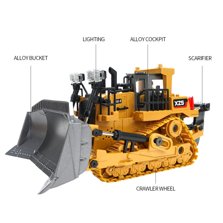2.4G การควบคุมระยะไกลเก้าช่องตีนตะขาบ Bulldozer หนักเด็กรถขุดล้อแม็กของเล่นควบคุมระยะไกล, 1031 Alloy Excavator