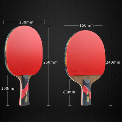 HUIESON HS-LX Six Star 5-Layer Chicken Wing Tip + 2 Layer Carbon Double Side Continuous Table Tennis Single Racket, HUIESON HS-LX(Pen Hold Grip Racket), HUIESON HS-LX(Hand-shake Grip Racket)