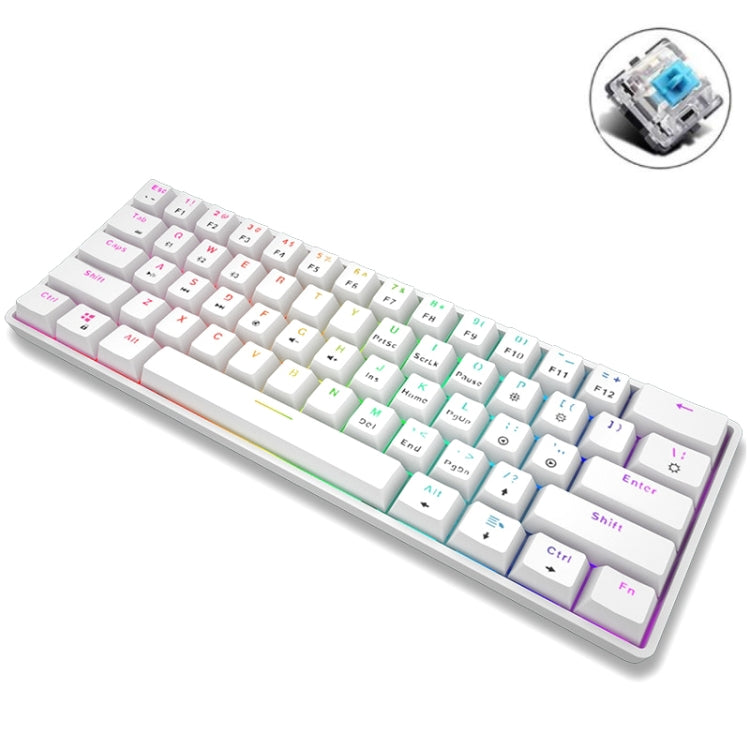 LEAVEN K28 61 Keys Gaming Office Computer RGB Wireless Bluetooth + Wired Dual Mode Mechanical Keyboard, ความยาวสายเคเบิล: 1.5 ม., Green Axis (White), Green Axis (Blue), Green Axis (Pink), Red Axis (White), Red Axis (Blue), Red Axis (Pink)              ...