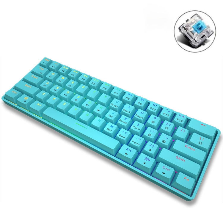 LEAVEN K28 61 Keys Gaming Office Computer RGB Wireless Bluetooth + Wired Dual Mode Mechanical Keyboard, ความยาวสายเคเบิล: 1.5 ม., Green Axis (White), Green Axis (Blue), Green Axis (Pink), Red Axis (White), Red Axis (Blue), Red Axis (Pink)              ...