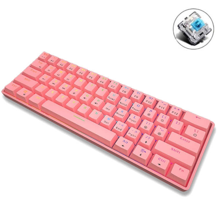 LEAVEN K28 61 Keys Gaming Office Computer RGB Wireless Bluetooth + Wired Dual Mode Mechanical Keyboard, ความยาวสายเคเบิล: 1.5 ม., Green Axis (White), Green Axis (Blue), Green Axis (Pink), Red Axis (White), Red Axis (Blue), Red Axis (Pink)              ...