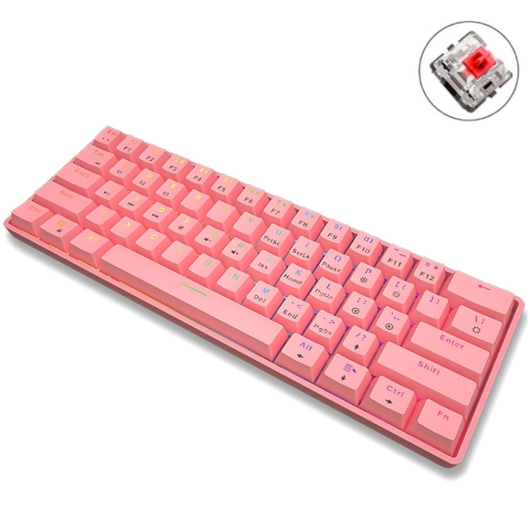 LEAVEN K28 61 Keys Gaming Office Computer RGB Wireless Bluetooth + Wired Dual Mode Mechanical Keyboard, ความยาวสายเคเบิล: 1.5 ม., Green Axis (White), Green Axis (Blue), Green Axis (Pink), Red Axis (White), Red Axis (Blue), Red Axis (Pink)              ...