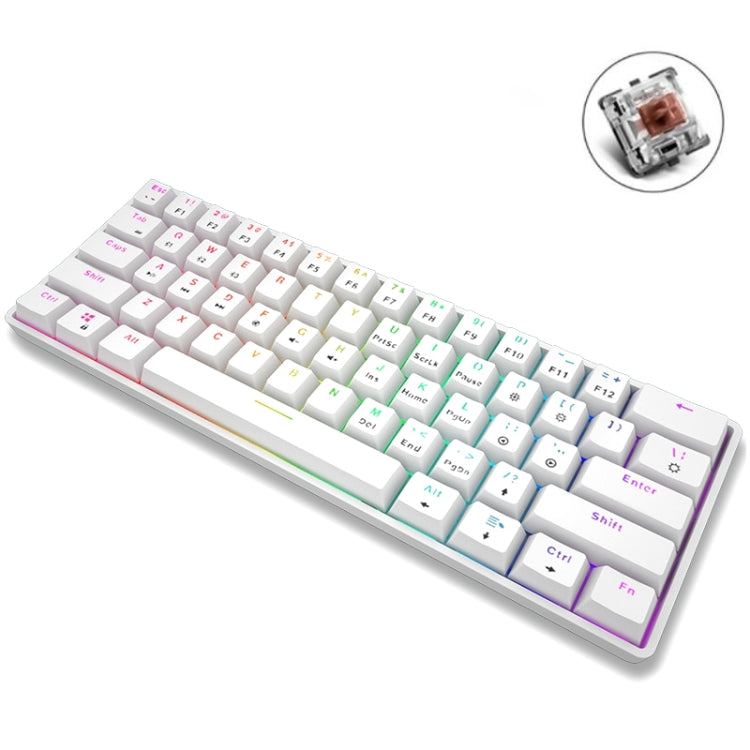 LEAVEN K28 61 Keys Gaming Office Computer RGB Wireless Bluetooth + Wired Dual Mode Mechanical Keyboard, ความยาวสายเคเบิล: 1.5 ม., Green Axis (White), Green Axis (Blue), Green Axis (Pink), Red Axis (White), Red Axis (Blue), Red Axis (Pink)              ...