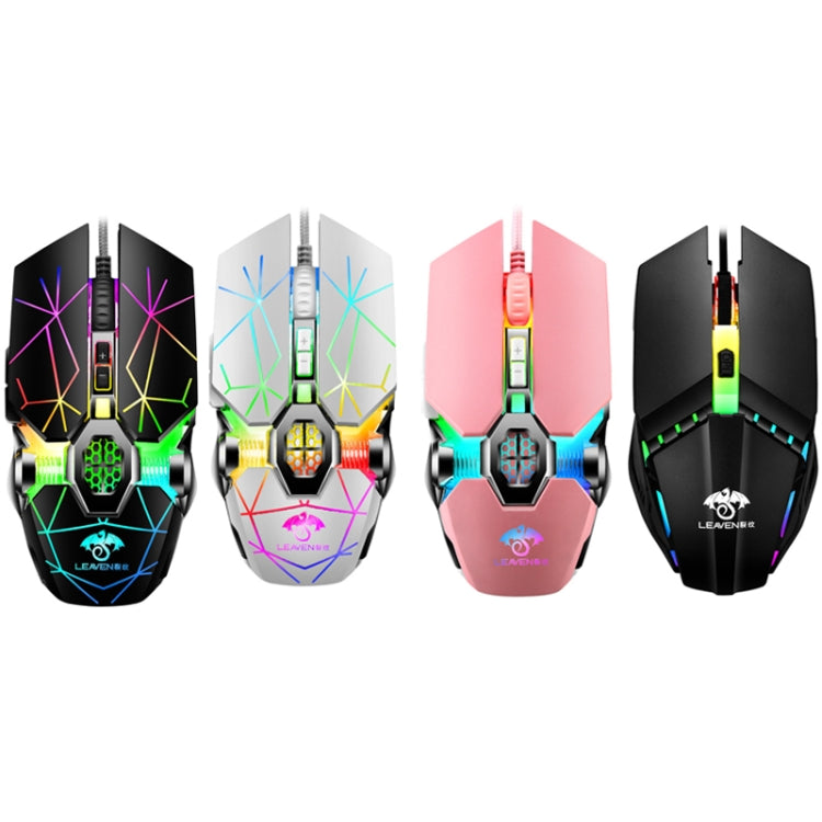 LEAVEN 7 Keys 4000DPI USB Wired Computer Office Luminous RGB Mechanical Gaming Mouse, ความยาวสาย: 1.5 ม., S30 Black, S30 White, S30 Pink, S10 Black