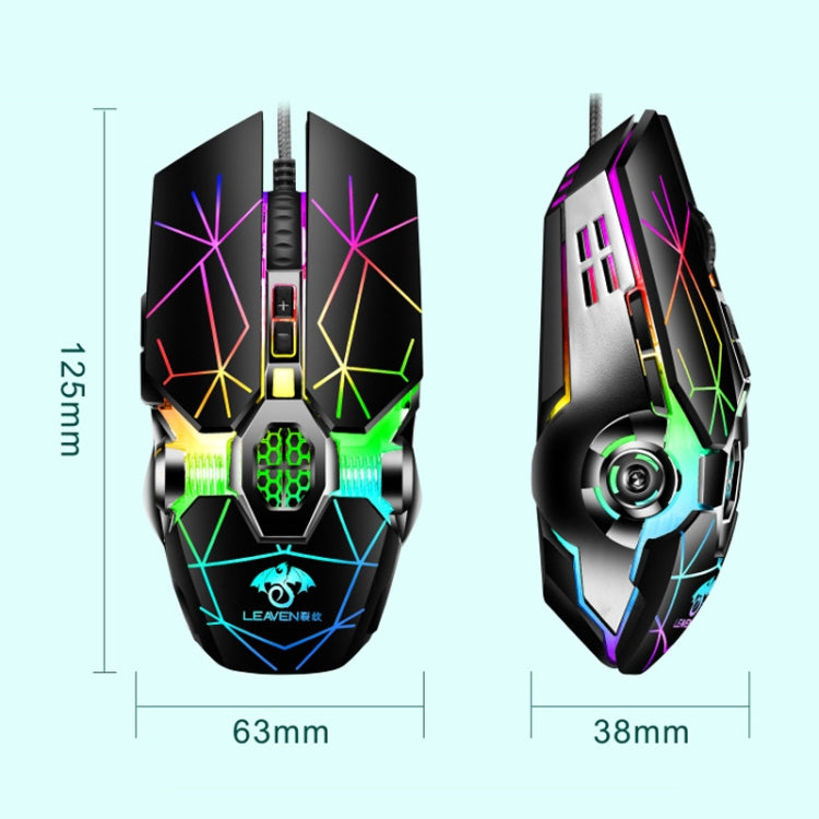 LEAVEN 7 Keys 4000DPI USB Wired Computer Office Luminous RGB Mechanical Gaming Mouse, ความยาวสาย: 1.5 ม., S30 Black, S30 White, S30 Pink, S10 Black