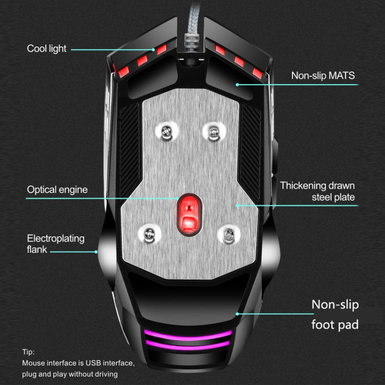 LEAVEN 7 Keys 4000DPI USB Wired Computer Office Luminous RGB Mechanical Gaming Mouse, ความยาวสาย: 1.5 ม., S30 Black, S30 White, S30 Pink, S10 Black