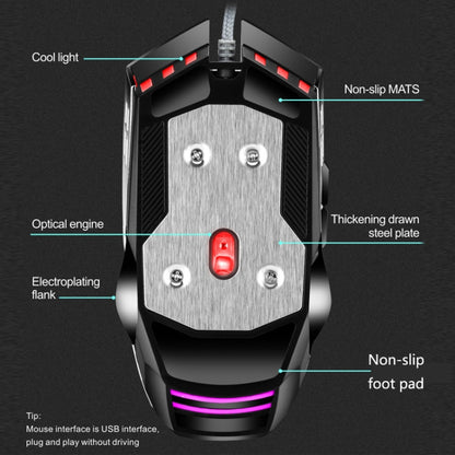 LEAVEN 7 Keys 4000DPI USB Wired Computer Office Luminous RGB Mechanical Gaming Mouse, ความยาวสาย: 1.5 ม., S30 Black, S30 White, S30 Pink, S10 Black