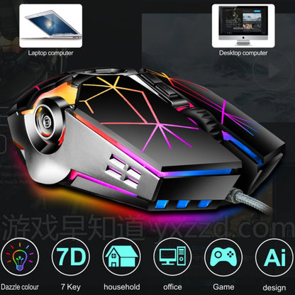 LEAVEN 7 Keys 4000DPI USB Wired Computer Office Luminous RGB Mechanical Gaming Mouse, ความยาวสาย: 1.5 ม., S30 Black, S30 White, S30 Pink, S10 Black