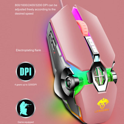 LEAVEN 7 Keys 4000DPI USB Wired Computer Office Luminous RGB Mechanical Gaming Mouse, ความยาวสาย: 1.5 ม., S30 Black, S30 White, S30 Pink, S10 Black