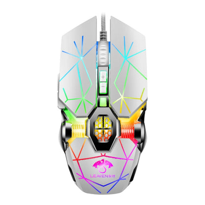 LEAVEN 7 Keys 4000DPI USB Wired Computer Office Luminous RGB Mechanical Gaming Mouse, ความยาวสาย: 1.5 ม., S30 Black, S30 White, S30 Pink, S10 Black