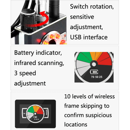 K88 เครื่องตรวจจับสัญญาณ Anti-Stealing Anti-Stealing GPS Scan Detector Defense Tracking Camera Detector, K88