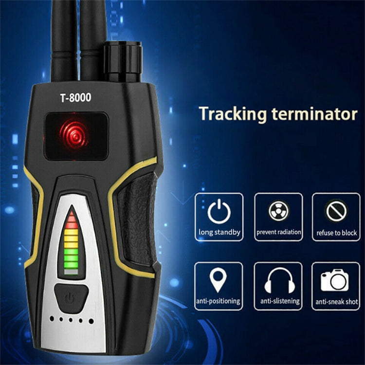 T8000 เครื่องตรวจจับสัญญาณไร้สาย GPS การป้องกันตำแหน่งการค้นหากล้อง Anti-Candid Anti-Tracking Detection Instrument