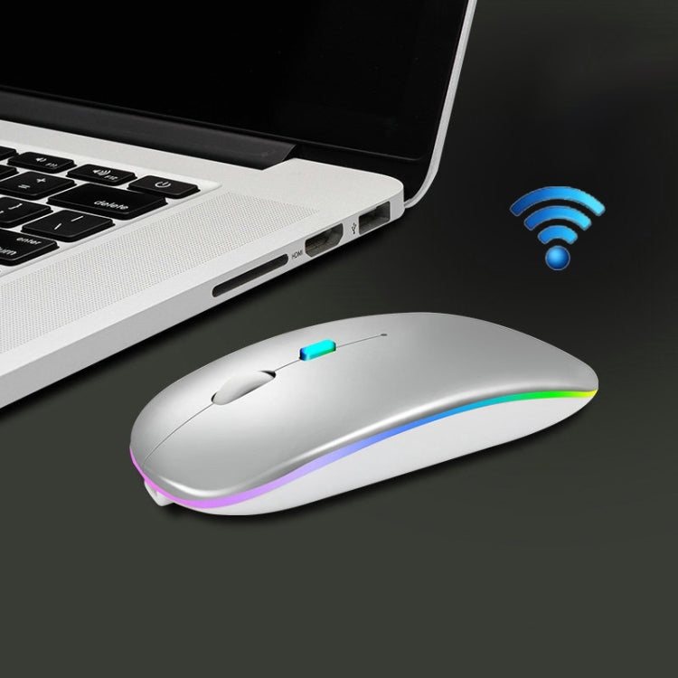 Y20 4 คีย์เรืองแสงสีสันสดใสชาร์จปิดเสียงเมาส์เกมโน๊ตบุ๊คเมาส์ไร้สาย, 2.4G + Bluetooth (Silver)