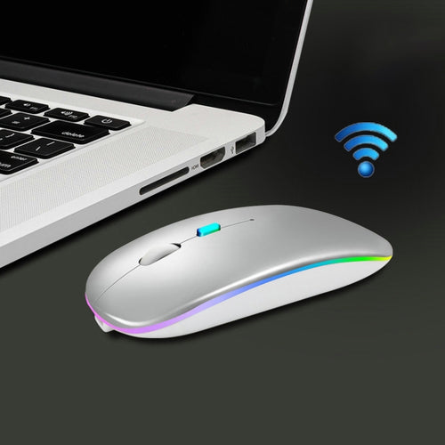 Y20 4 คีย์เรืองแสงสีสันสดใสชาร์จปิดเสียงเมาส์เกมโน๊ตบุ๊คเมาส์ไร้สาย, 2.4G + Bluetooth (Silver)