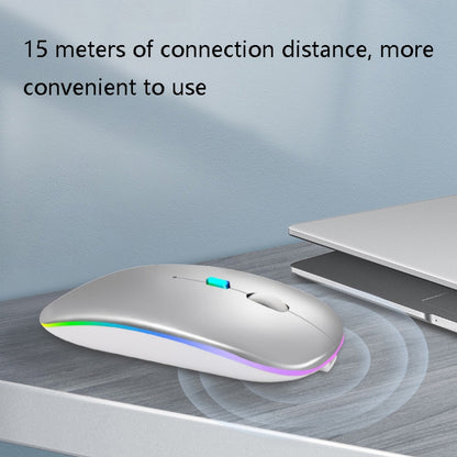 Y20 4 คีย์เรืองแสงสีสันสดใสชาร์จปิดเสียงเมาส์เกมโน๊ตบุ๊คเมาส์ไร้สาย, 2.4G + Bluetooth (Silver)