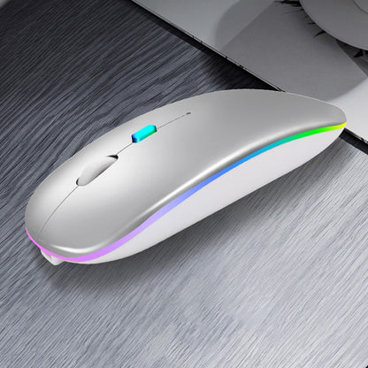 Y20 4 คีย์เรืองแสงสีสันสดใสชาร์จปิดเสียงเมาส์เกมโน๊ตบุ๊คเมาส์ไร้สาย, 2.4G + Bluetooth (Silver)