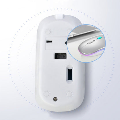 Y20 4 คีย์เรืองแสงสีสันสดใสชาร์จปิดเสียงเมาส์เกมโน๊ตบุ๊คเมาส์ไร้สาย, 2.4G + Bluetooth (Silver)