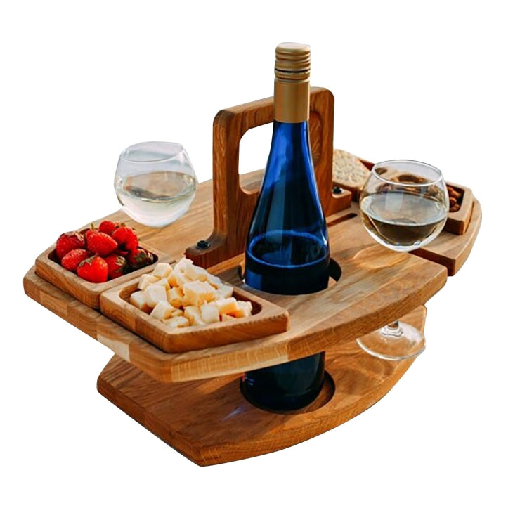 ที่วางแก้วไวน์ไม้ปิคนิคแบบพกพาโต๊ะไวน์ที่ถอดออกได้, Camping Table with Handle