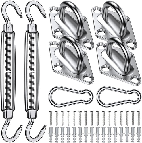 24 in 1 304 Stainless Steel Fixed Shade Sail Accessories Diamond Buckle Flower Basket Spring Buckle, Spec:, 24 PCS / M6 Set