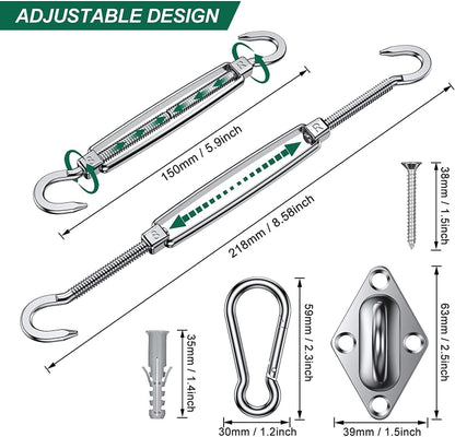 24 in 1 304 Stainless Steel Fixed Shade Sail Accessories Diamond Buckle Flower Basket Spring Buckle, Spec:, 24 PCS / M6 Set