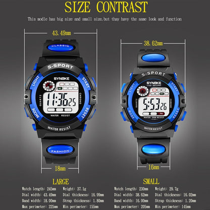 SYNOKE 99269 นาฬิกาดิจิตอลกันน้ำสำหรับเด็ก, Large (Blue), Large (Yellow), Large (Red), Large (Gray), Large (Orange), Small (Blue), Small (Yellow), Small (Red), Small (Pink), Small (Orange)