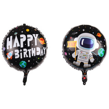10 PCS Space อลูมิเนียมฟิล์มบอลลูนเด็กตกแต่งลูกโป่งตกแต่งงานเลี้ยงวันเกิดสไตล์:, Golden Space Man, Double-sided Space Man, Round Rocket, Space Rocket, Astronaut, Earth, Retro Plane, Universe, Space Birthday, Blue