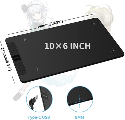 VEIKK VK1060 กระดานวาดภาพอิเล็กทรอนิกส์แท็บเล็ตวาดด้วยมือสามารถเชื่อมต่อกับโทรศัพท์มือถือได้, VK1060