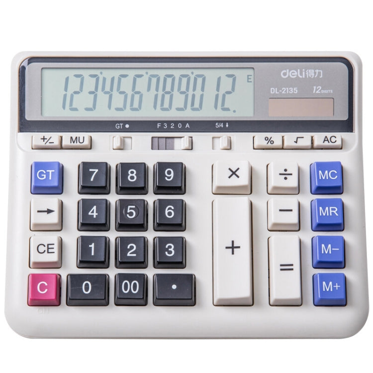 Deli 2135 เครื่องคิดเลขแป้นพิมพ์คอมพิวเตอร์ปุ่มใหญ่ธนาคารสำนักงานการเงินการบัญชีเครื่องคิดเลขพลังงานแสงอาทิตย์, 2135