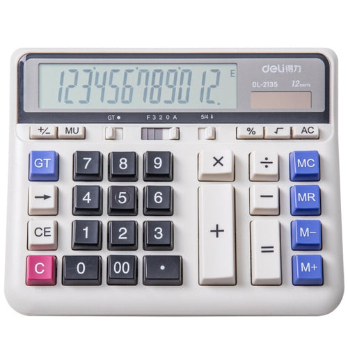 Deli 2135 เครื่องคิดเลขแป้นพิมพ์คอมพิวเตอร์ปุ่มใหญ่ธนาคารสำนักงานการเงินการบัญชีเครื่องคิดเลขพลังงานแสงอาทิตย์, 2135