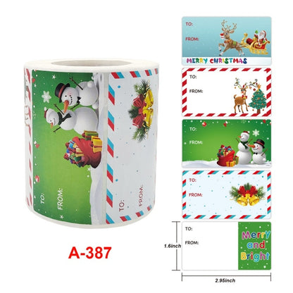 3 PCS ตกแต่งคริสต์มาสสติกเกอร์ม้วนถุงของขวัญสติกเกอร์ปิดผนึกติดด้วยตนเอง, A-387