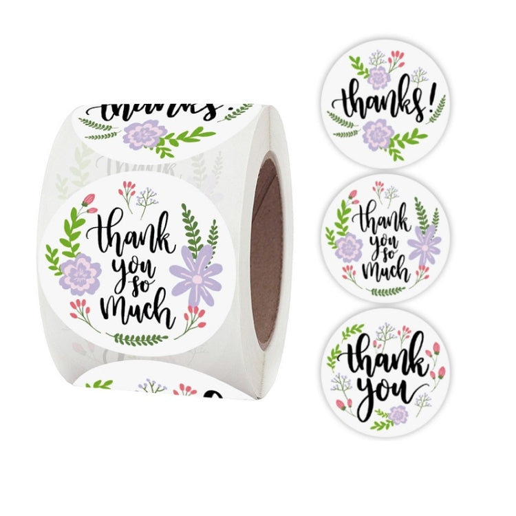5 PCS Roll Floral Thank You Sticker Birthday Party Gift Packaging Label, 38mm / 1.5 Inch