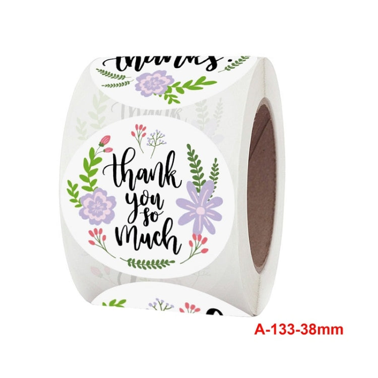 5 PCS Roll Floral Thank You Sticker Birthday Party Gift Packaging Label, 38mm / 1.5 Inch
