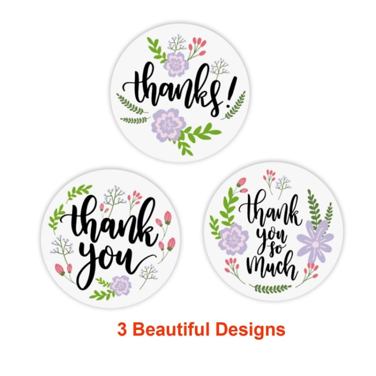 5 PCS Roll Floral Thank You Sticker Birthday Party Gift Packaging Label, 38mm / 1.5 Inch