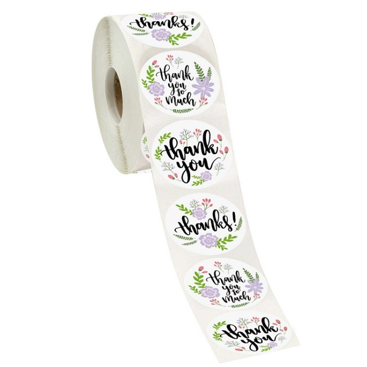 5 PCS Roll Floral Thank You Sticker Birthday Party Gift Packaging Label, 38mm / 1.5 Inch