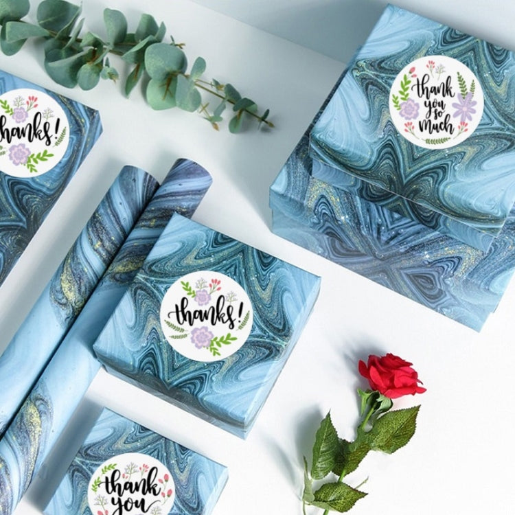 5 PCS Roll Floral Thank You Sticker Birthday Party Gift Packaging Label, 38mm / 1.5 Inch