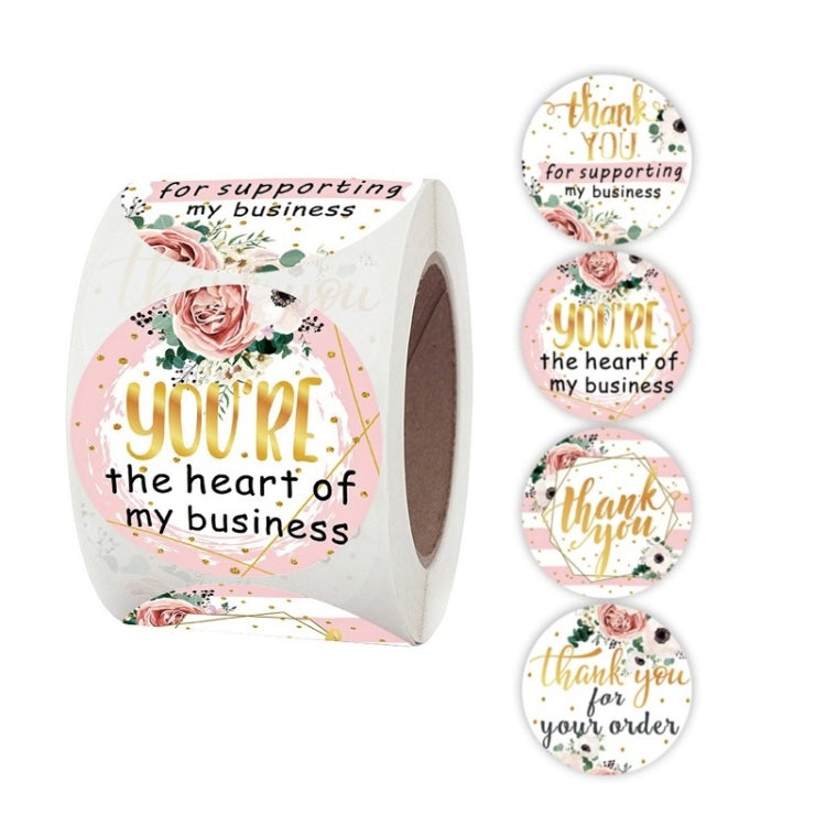 5 PCS ม้วนดอกไม้ขอบคุณสติกเกอร์สติกเกอร์ตกแต่งงานปาร์ตี้งานแต่งงาน, 3.8cm / 1.5 Inch
