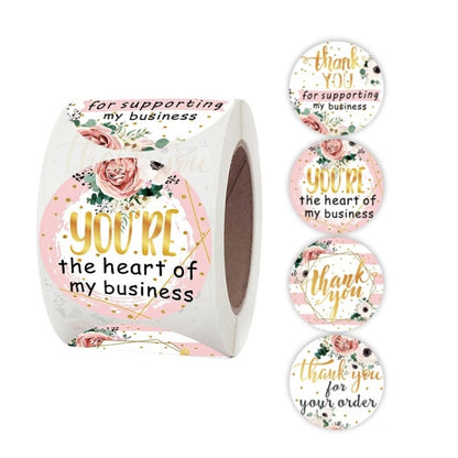 5 PCS ม้วนดอกไม้ขอบคุณสติกเกอร์สติกเกอร์ตกแต่งงานปาร์ตี้งานแต่งงาน, 3.8cm / 1.5 Inch