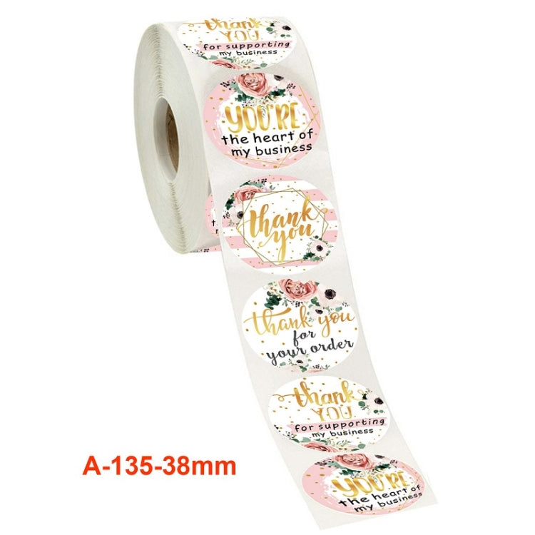 5 PCS ม้วนดอกไม้ขอบคุณสติกเกอร์สติกเกอร์ตกแต่งงานปาร์ตี้งานแต่งงาน, 3.8cm / 1.5 Inch