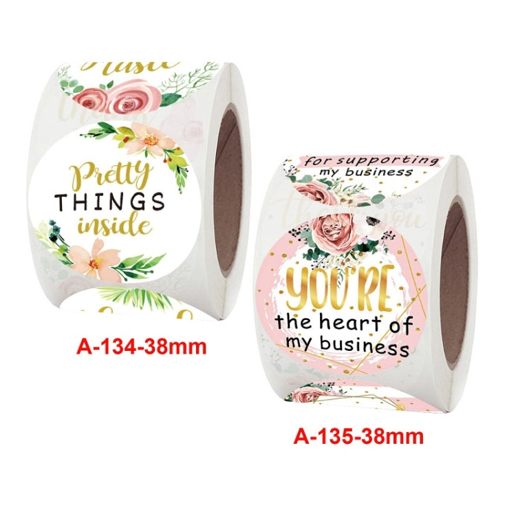 5 PCS ม้วนดอกไม้ขอบคุณสติกเกอร์สติกเกอร์ตกแต่งงานปาร์ตี้งานแต่งงาน, 3.8cm / 1.5 Inch