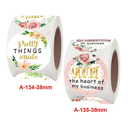 5 PCS ม้วนดอกไม้ขอบคุณสติกเกอร์สติกเกอร์ตกแต่งงานปาร์ตี้งานแต่งงาน, 3.8cm / 1.5 Inch